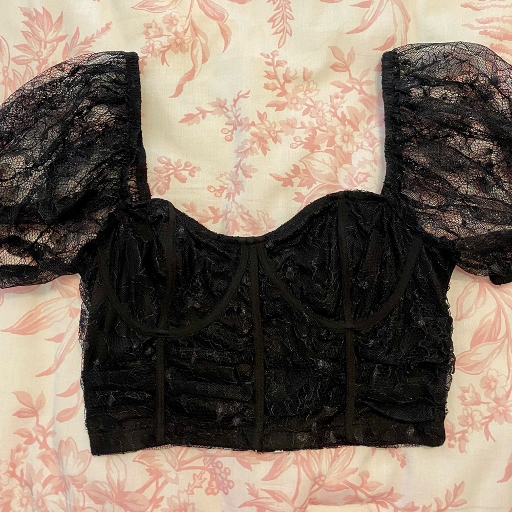 Forever 21 Black Lace Crop Top